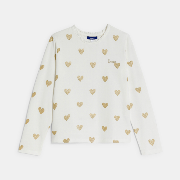 تيشيرت برسمة قلوب ذهبية للفتيات